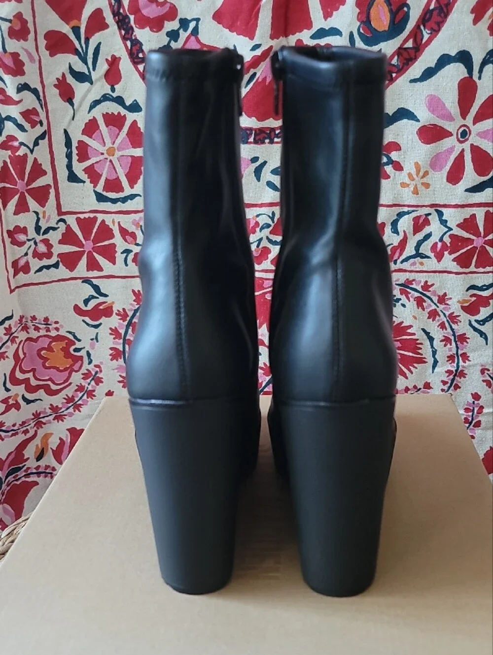 Steve Madden Jassy Black Platform Wedge Ankle Boots